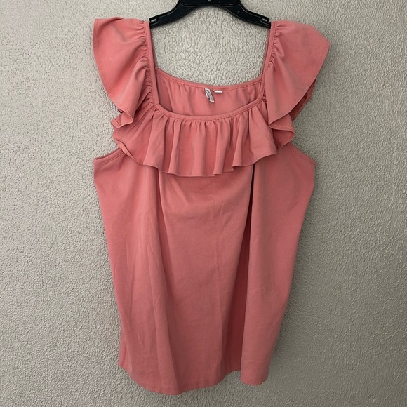 Women’s Cato Plus Size ruffle strap sleeveless top, 18/20 2X, coral color - Picture 1 of 5
